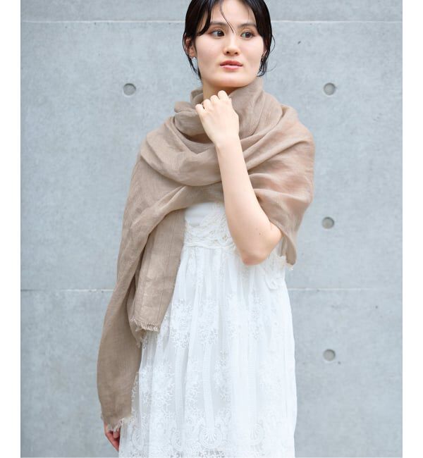 IENA「NIMNIMDUAI/ニムニムデュアイ PLAIN GAUZE STOLE ストール」|ストール|ベージュ