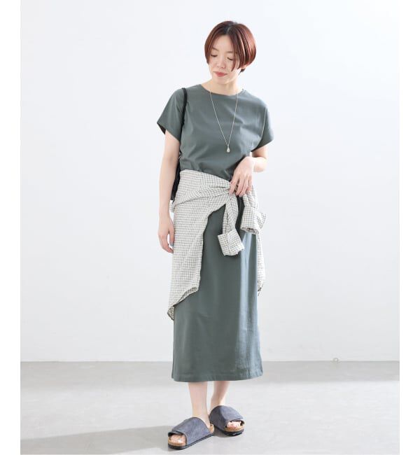 IENA「ATON/エイトン SUVIN 60/2 CAP SLEEVE DRESS ワンピース」|ワンピース|