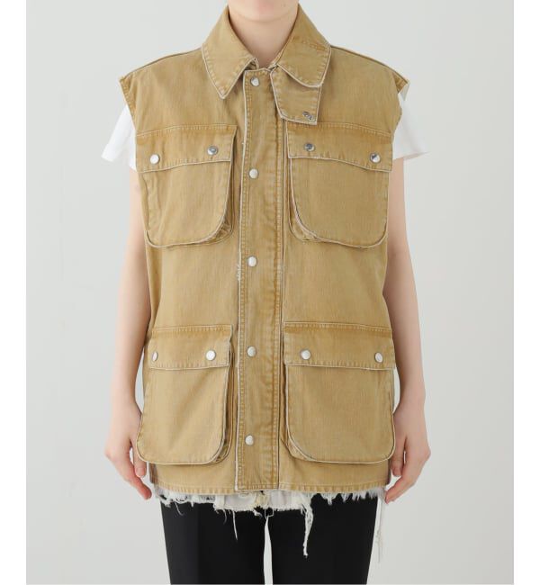 FRAMeWORK「JANE SMITH/ジェーンスミス sulfur dye heavy duvk cloth o」|ダウンベスト・ベスト|ベージュ