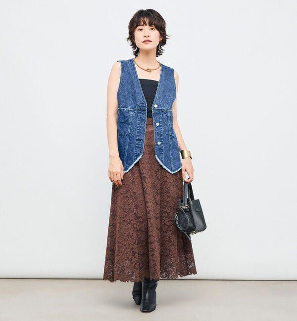 Rie Miller「【RM denim】Vネックデニムベスト」|ベスト・ジレ|