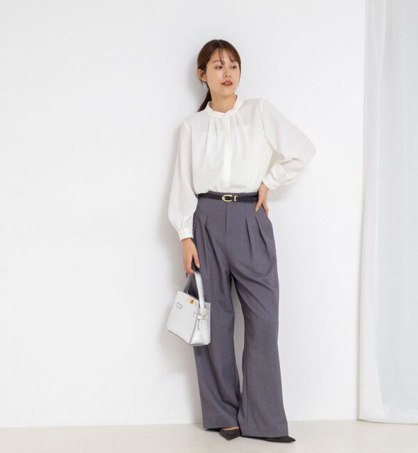 NOLLEY'S sophi「ウォッシャブルバックサテンパール釦タックブラウス」|シャツ・ブラウス|