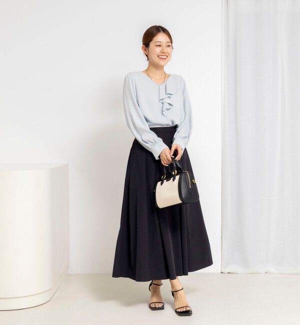 NOLLEY'S sophi「ウォッシャブルサテンアシンメトリーラッフルブラウス」|シャツ・ブラウス|