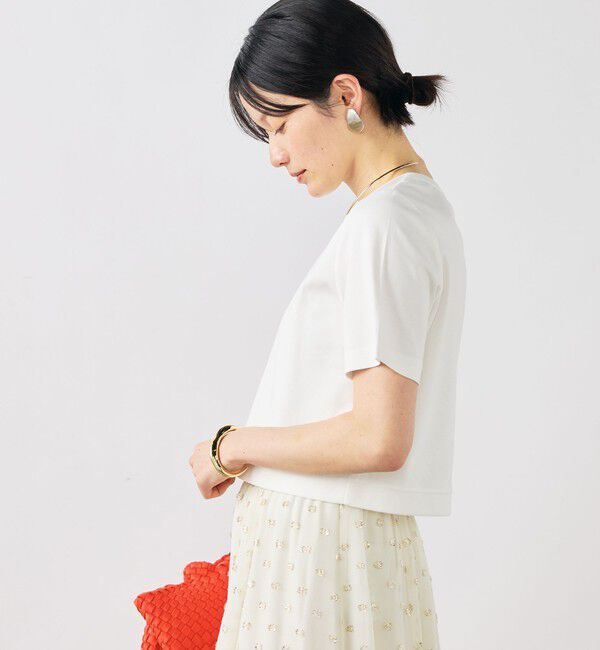 NOLLEY'S sophi「《手洗い可能》W&Wショート丈ロゴTシャツ」|Tシャツ・カットソー|