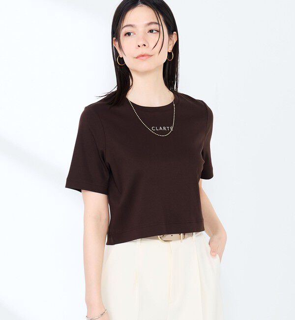 NOLLEY'S sophi「《手洗い可能》W&Wショート丈ロゴTシャツ」|Tシャツ・カットソー|