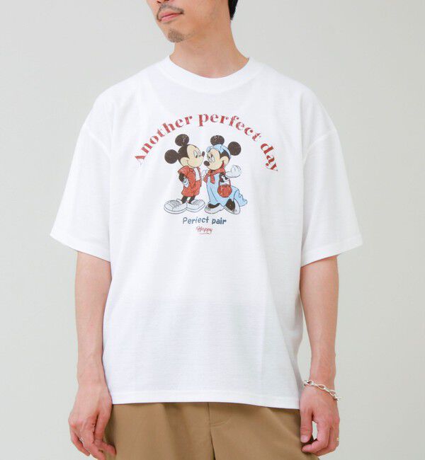 GLOSTER「【ユニセックスで着れる】梨地ミッキー＆ミニープリント Tシャツ」|Tシャツ・カットソー|
