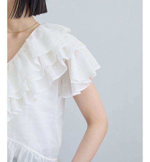 SALON adam et rope'「【WEB限定】コットンオーガンジーラッフルフリルブラウス」|シャツ・ブラウス|