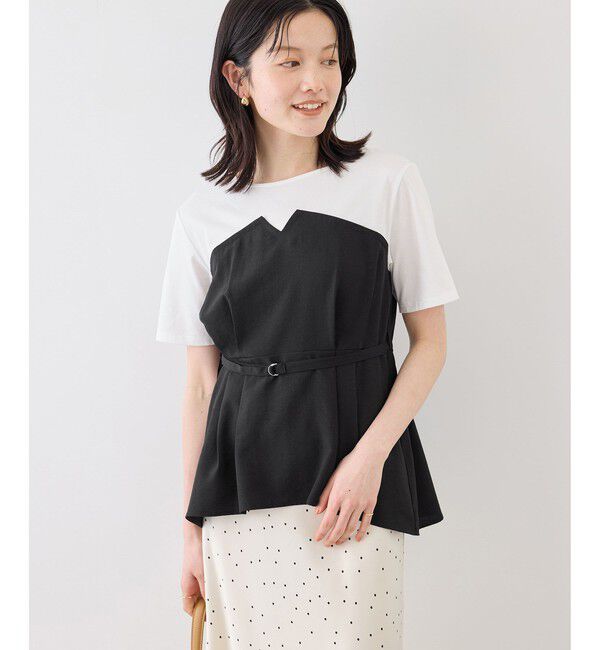 Rope&rsquo;Picnic「【ちゃんと+かわいい保証】エアリーリネンライク ドッキングカットトップス/UVケア」|Tシャツ・カットソー|