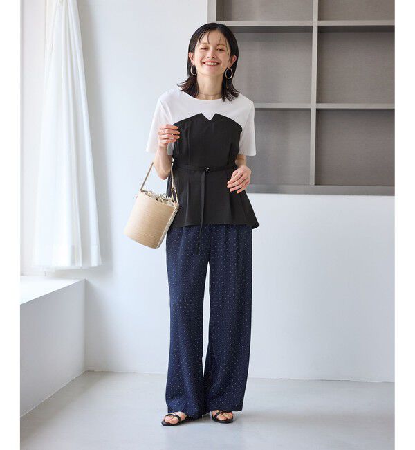 Rope&rsquo;Picnic「【ちゃんと+かわいい保証】エアリーリネンライク ドッキングカットトップス/UVケア」|Tシャツ・カットソー|