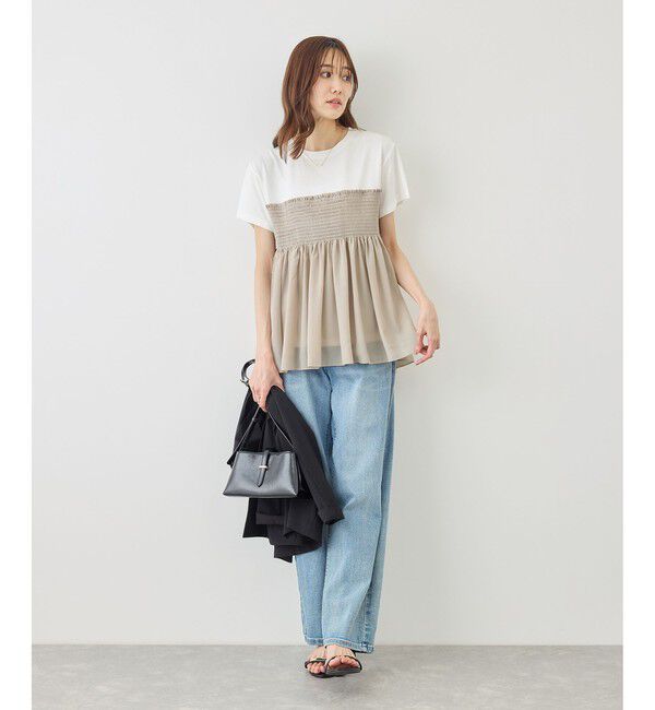 Rope&rsquo;Picnic「シャーリングドッキングハーフスリーブカットソー」|Tシャツ・カットソー|