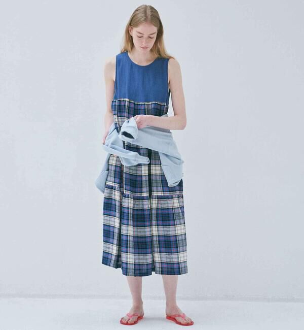 ONEIL OF DUBLIN「O'NEIL OF DUBLIN | リネン ティアードワンピース WOMEN」|ワンピース|BLUE系1