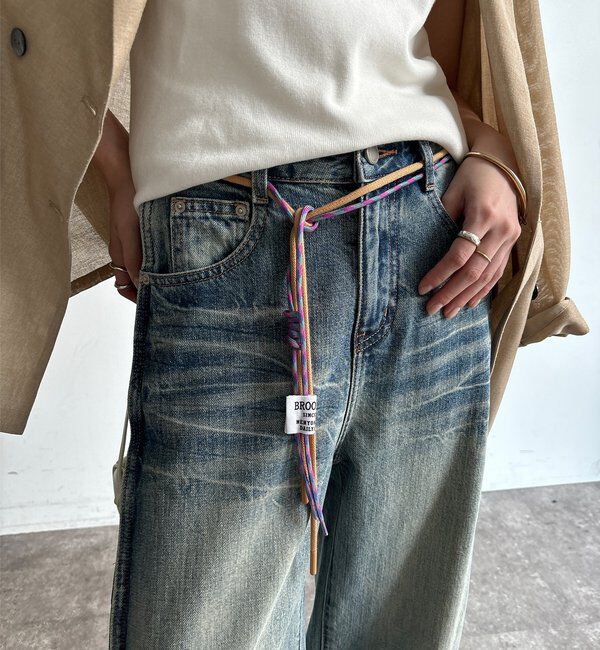  「【WEB限定】コード付ピンタックデニムパンツ」|デニム|