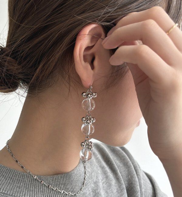  「3連クリアロングピアス」|ピアス|