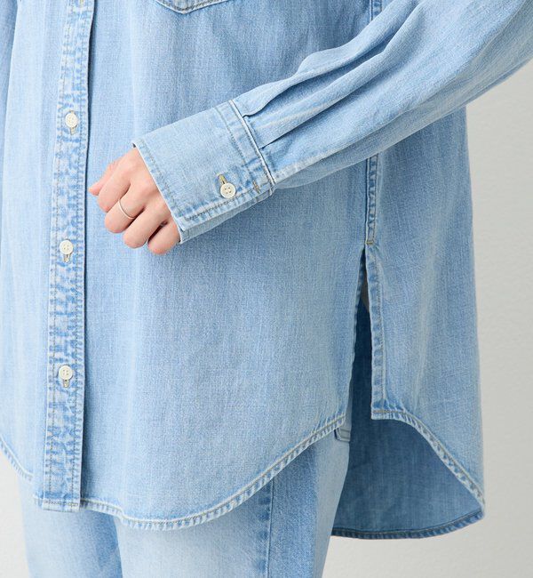  「【RIMH】【取り外し可能肩パッド付き】ショルダーパッドロングシャツ」|シャツ・ブラウス|