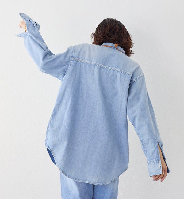  「【RIMH】【取り外し可能肩パッド付き】ショルダーパッドロングシャツ」|シャツ・ブラウス|