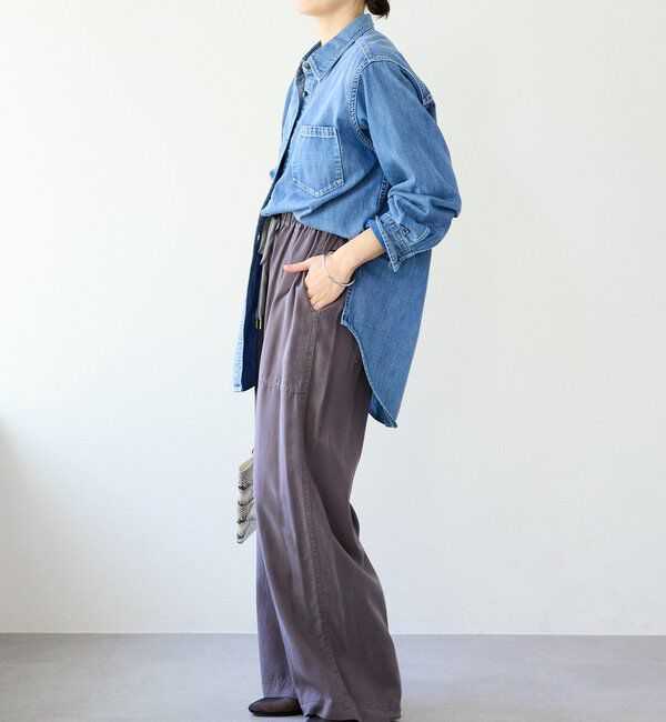  「【RIMH】【取り外し可能肩パッド付き】ショルダーパッドロングシャツ」|シャツ・ブラウス|