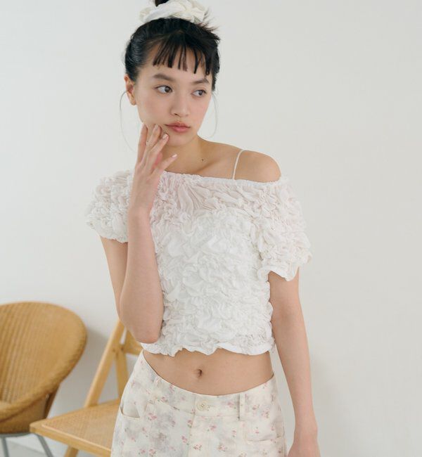  「ふわふわシャーリングTシャツ」|Tシャツ・カットソー|