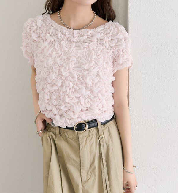  「ふわふわシャーリングTシャツ」|Tシャツ・カットソー|