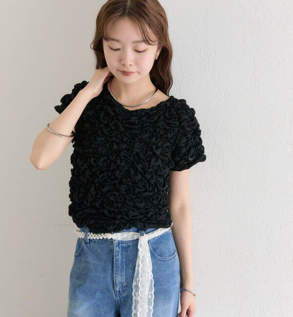  「ふわふわシャーリングTシャツ」|Tシャツ・カットソー|