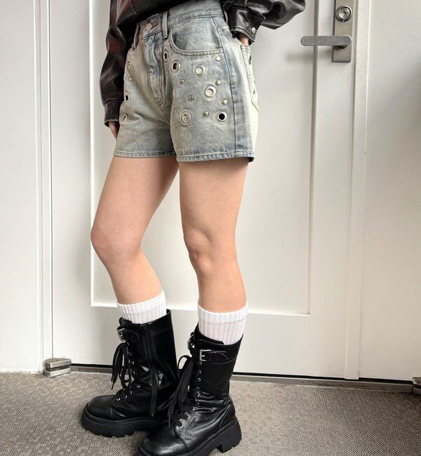  「アイレットデニムショートパンツ」|デニム|