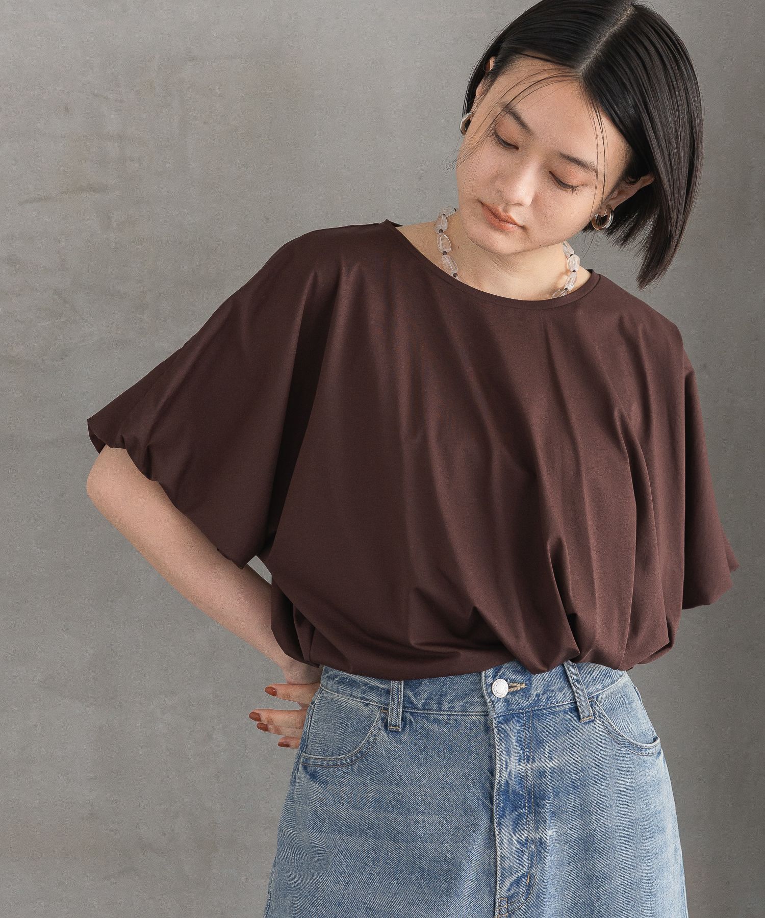 A part by 「バルーンカットＴシャツ」|Tシャツ・カットソー|ダークブラウン