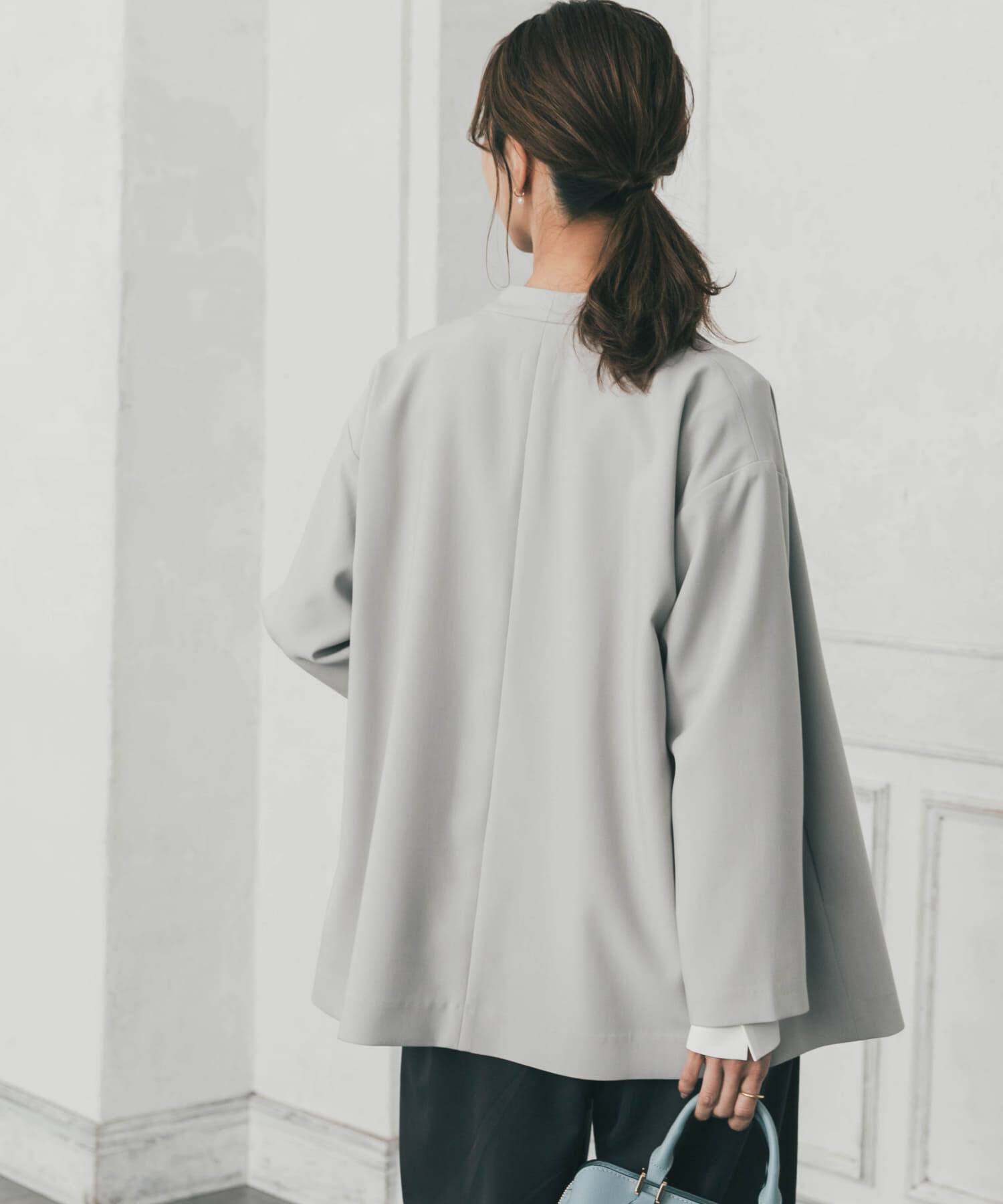URBAN RESEARCH DOORS「ダブルクロスショートコート」|ノーカラーコート|