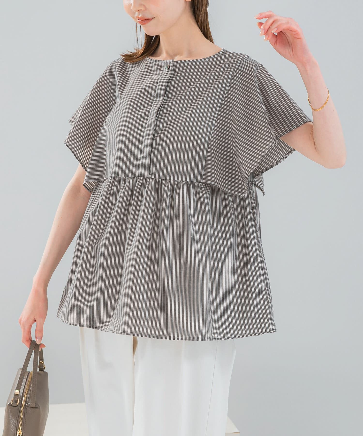 URBAN RESEARCH ROSSO「『WEB限定』『UR TECH Smart Linen Touch』フレアスリーブブラウス」|シャツ・ブラウス|ブラウン系その他