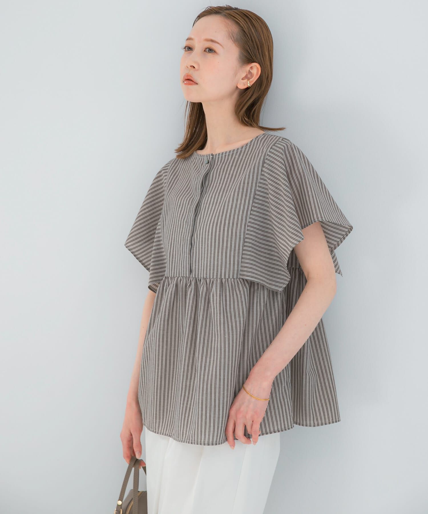 URBAN RESEARCH ROSSO「『WEB限定』『UR TECH Smart Linen Touch』フレアスリーブブラウス」|シャツ・ブラウス|