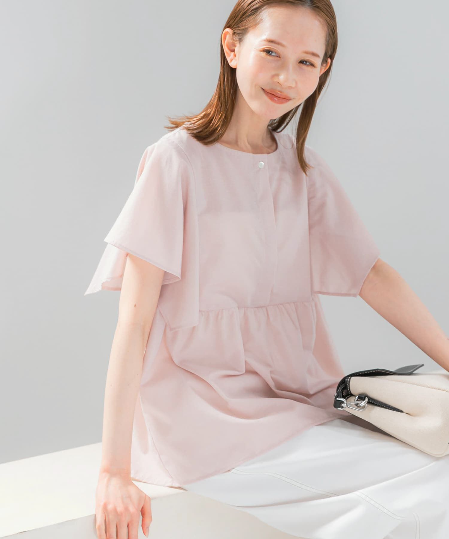 URBAN RESEARCH ROSSO「『WEB限定』『UR TECH Smart Linen Touch』フレアスリーブブラウス」|シャツ・ブラウス|ライトピンク