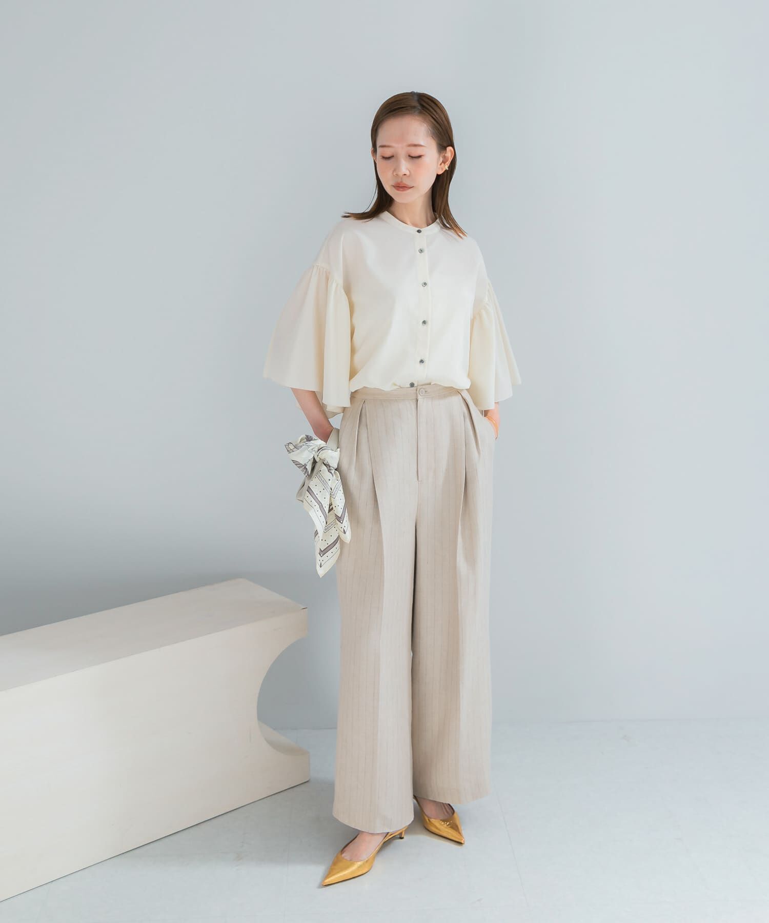 URBAN RESEARCH ROSSO「『一部WEB限定カラー』UVカットウォッシャブルリネン混ブラウス」|シャツ・ブラウス|