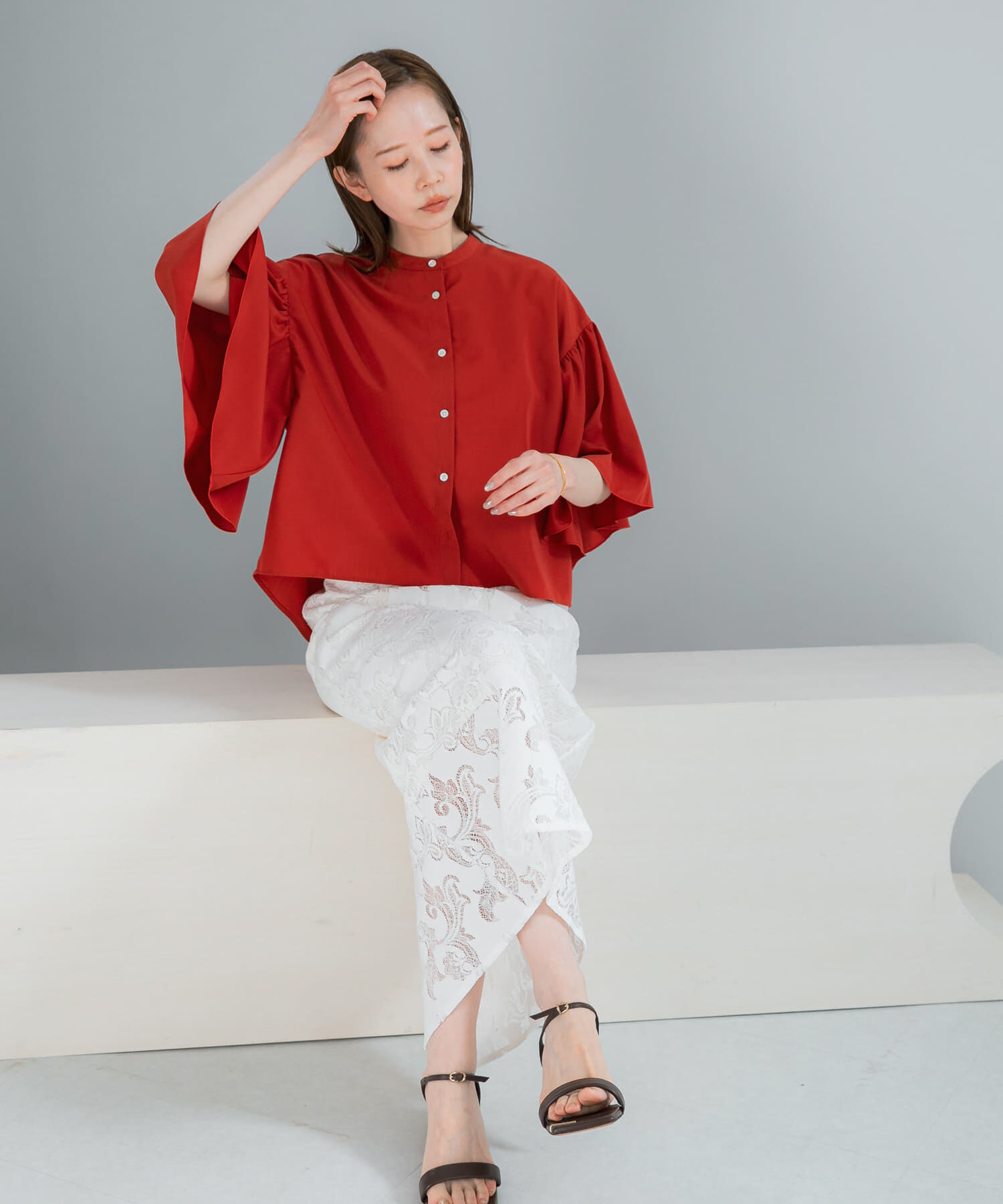 URBAN RESEARCH ROSSO「『一部WEB限定カラー』UVカットウォッシャブルリネン混ブラウス」|シャツ・ブラウス|