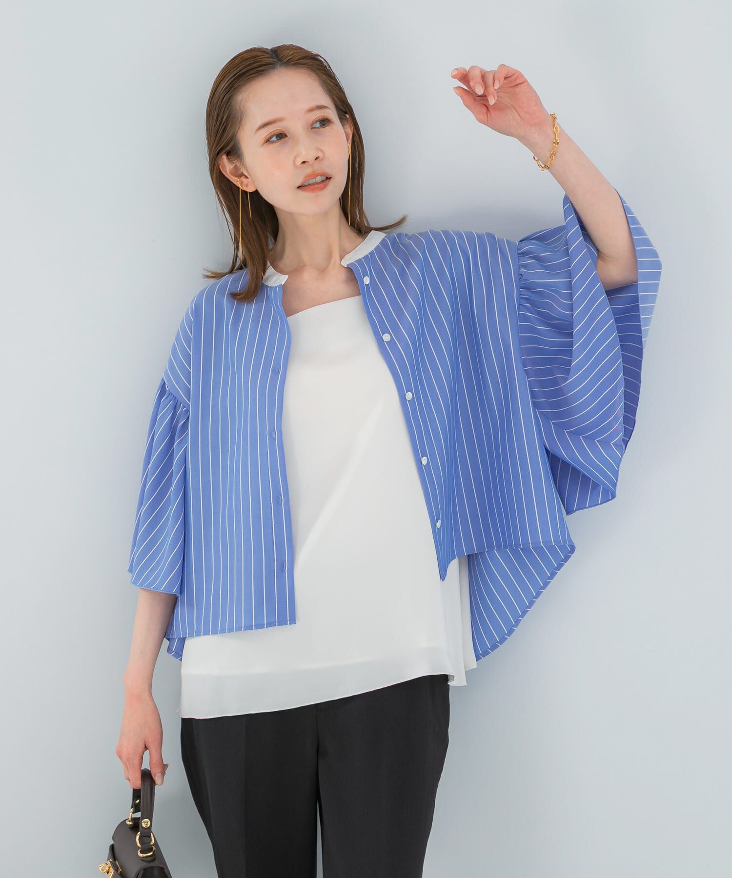 URBAN RESEARCH ROSSO「ウォッシャブルストライプブラウス」|シャツ・ブラウス|