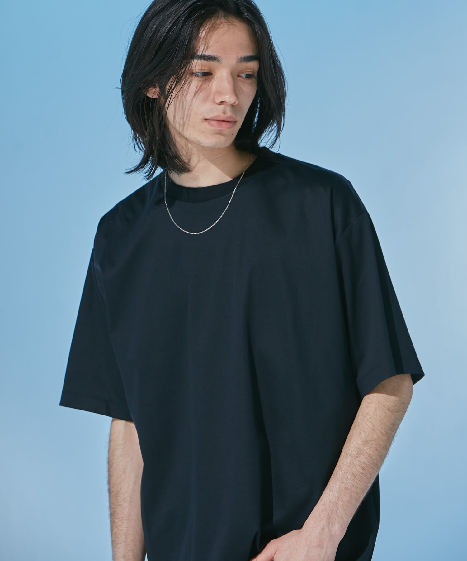 URBAN RESEARCH DOORS「『UR TECH』 サマシェア クルーネックTシャツ」|Tシャツ・カットソー|ネイビー