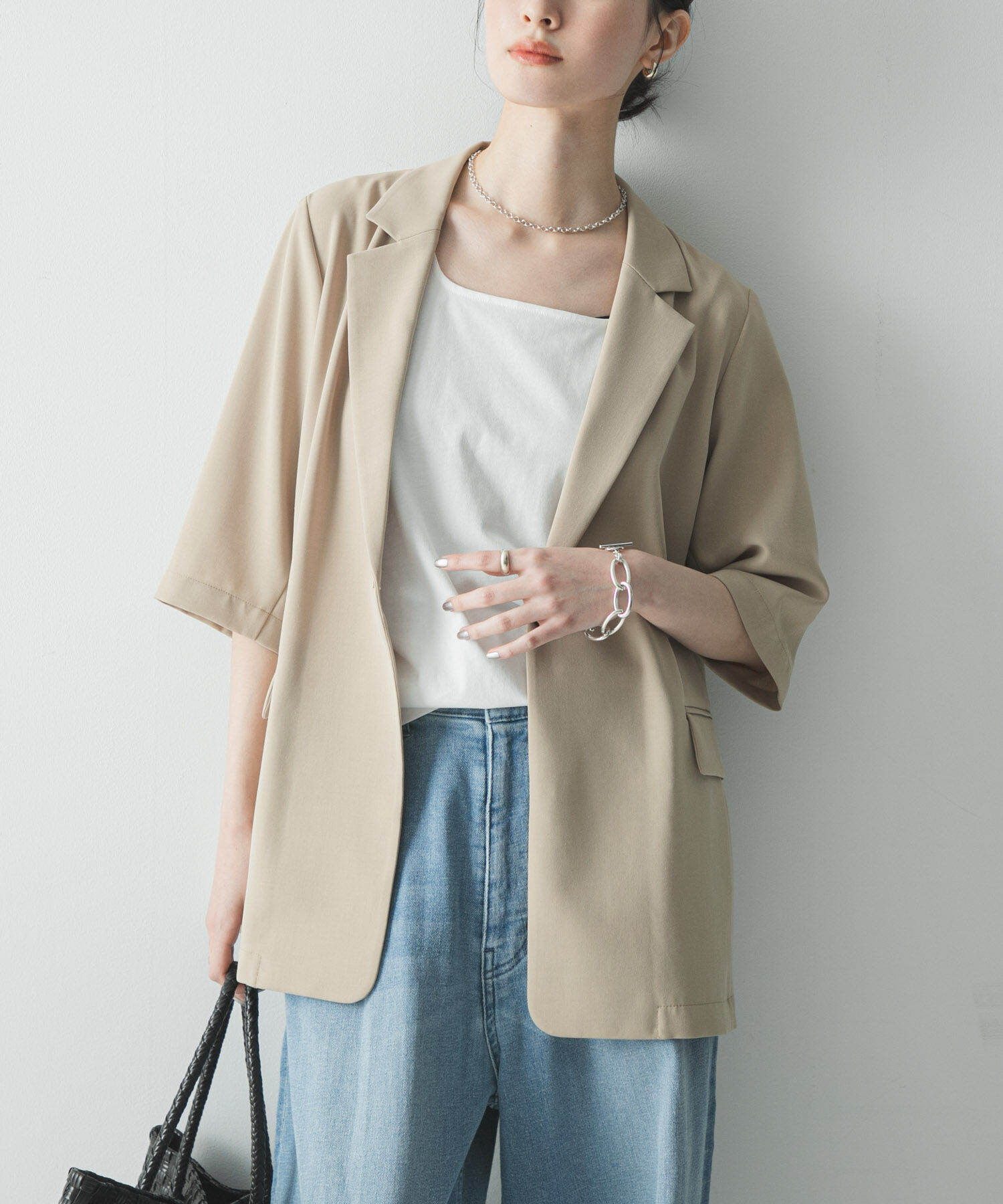 URBAN RESEARCH「『UR TECH DRYLUXE』ハーフスリーブジャケット」|その他|ベージュ