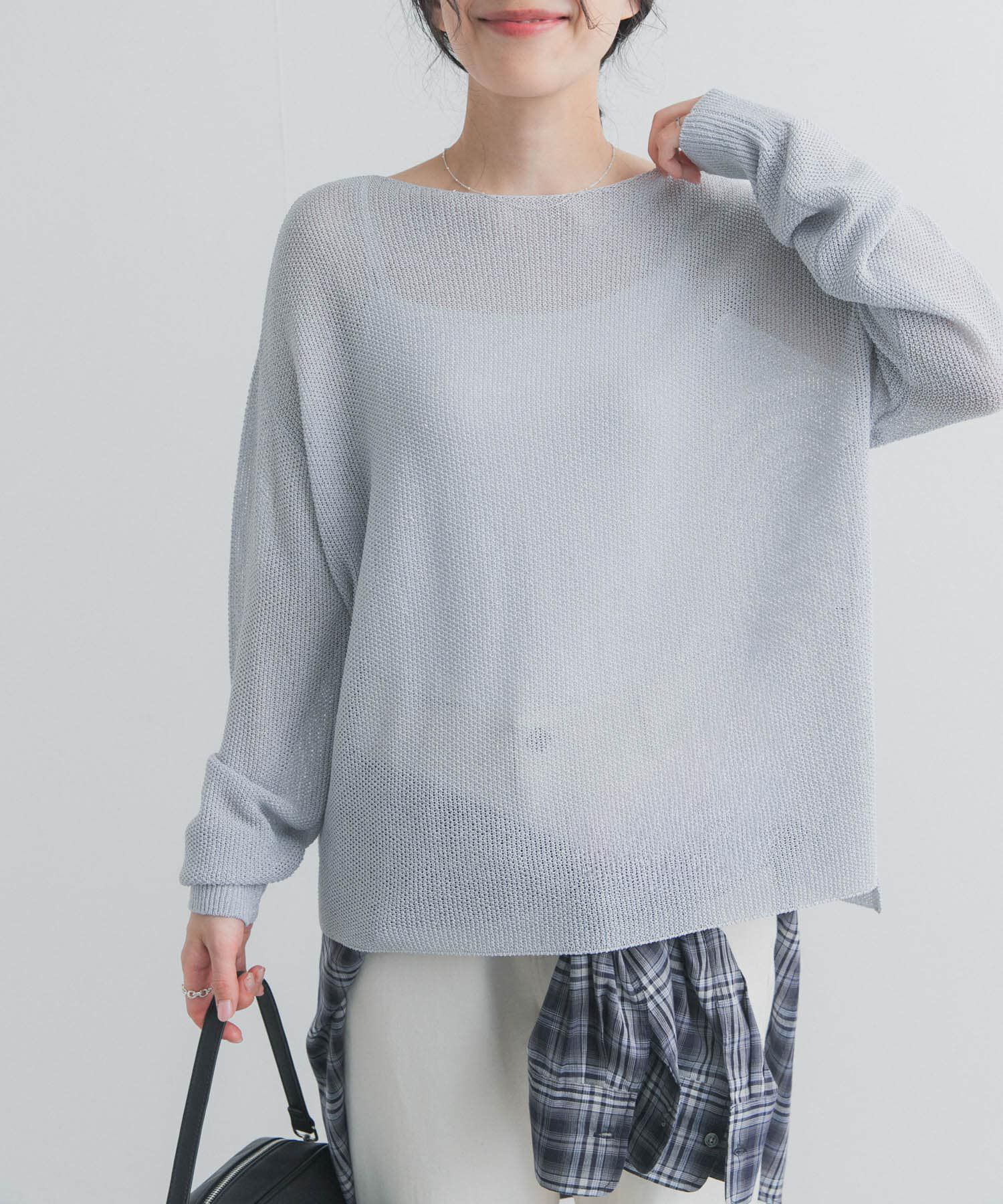 URBAN RESEARCH DOORS「ラメシアーリラックスニット」|ニット・セーター|ライトブルー