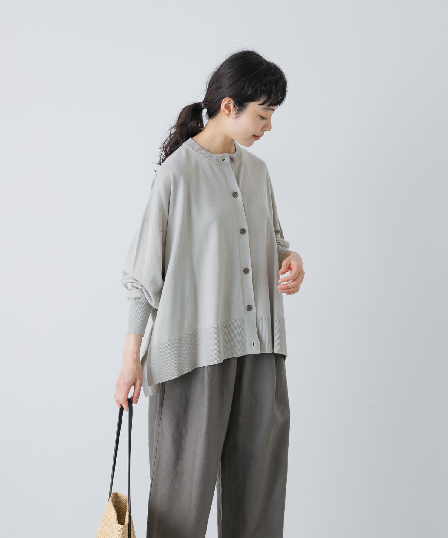 かぐれ「ハイツイストコットンワイドカーディガン」|カーディガン|グレー系その他