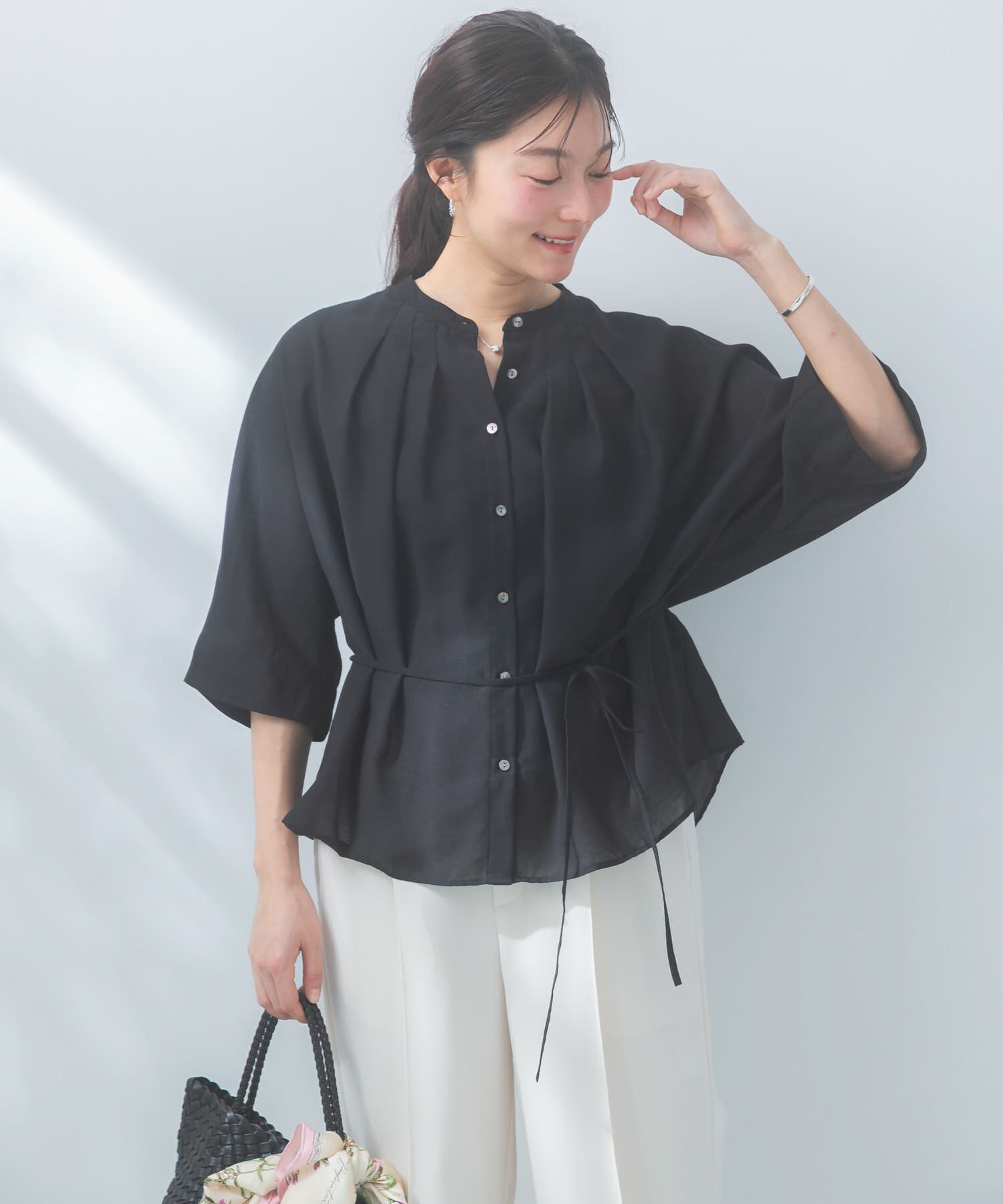 URBAN RESEARCH ROSSO「『WEB/一部店舗限定』リネン混ドルマンタックブラウス」|シャツ・ブラウス|