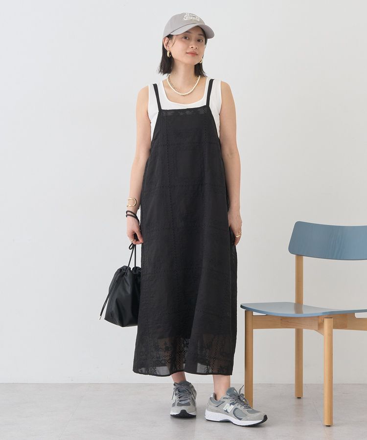 AMERICAN HOLIC「シアー刺繍キャミワンピース(ペチコート付き)」|ワンピース|Black