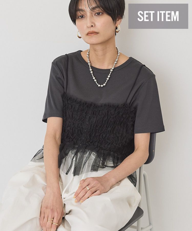 AMERICAN HOLIC「【2点セット】半袖Tシャツ＋チュールビスチェ」|Tシャツ・カットソー|