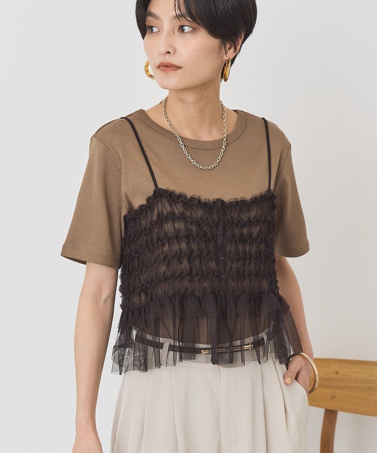 AMERICAN HOLIC「【2点セット】半袖Tシャツ＋チュールビスチェ」|Tシャツ・カットソー|