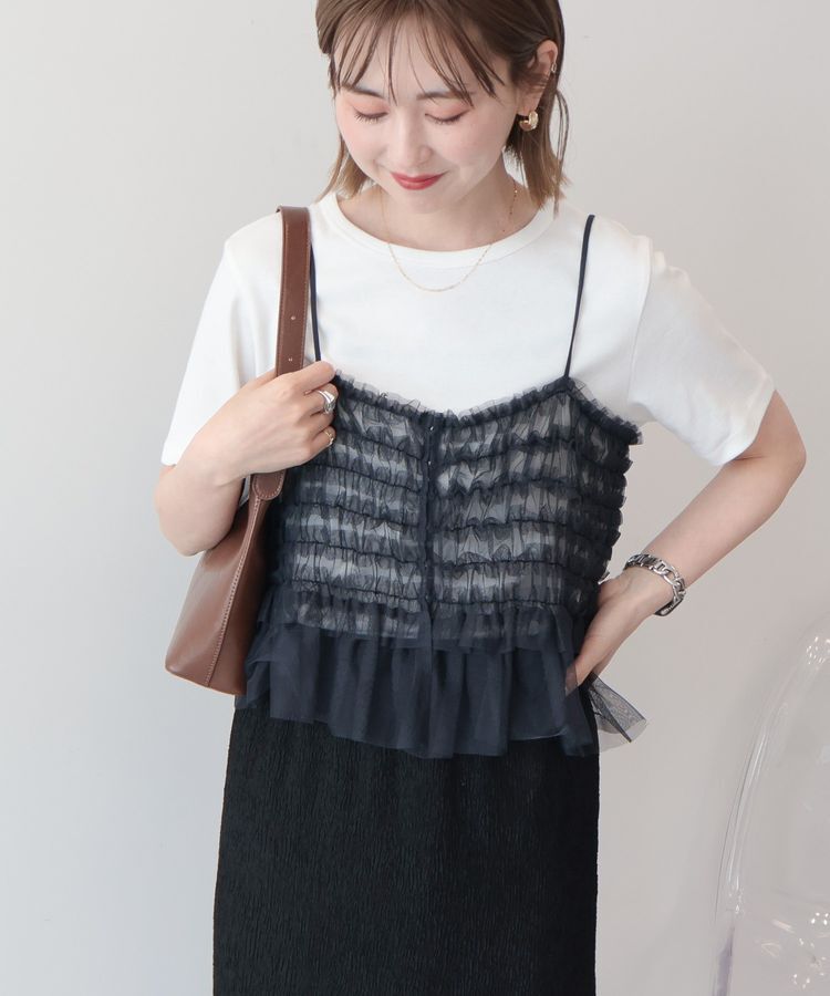 AMERICAN HOLIC「【2点セット】半袖Tシャツ＋チュールビスチェ」|Tシャツ・カットソー|