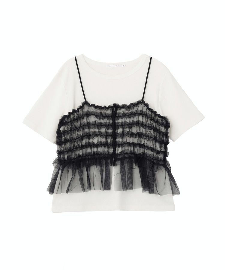 AMERICAN HOLIC「【2点セット】半袖Tシャツ＋チュールビスチェ」|Tシャツ・カットソー|