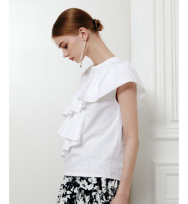 LOULOU WILLOUGHBY「【LOULOU WILLOUGHBY】スパイラルフリルＴシャツ」|Tシャツ・カットソー|