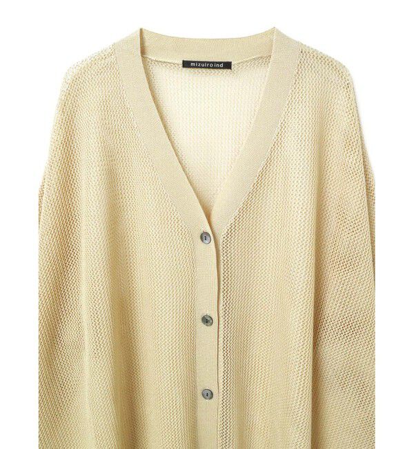 mizuiro ind「mizuiro ind メッシュ柄Vネックロングカーディガン」|ニット・セーター|