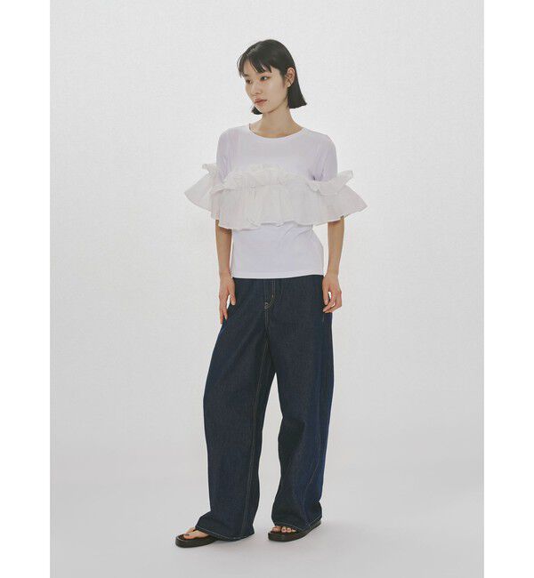 MIDIUMISOLID「MIDIUMISOLID for Ladies シフトフリルTシャツ」|Tシャツ・カットソー|