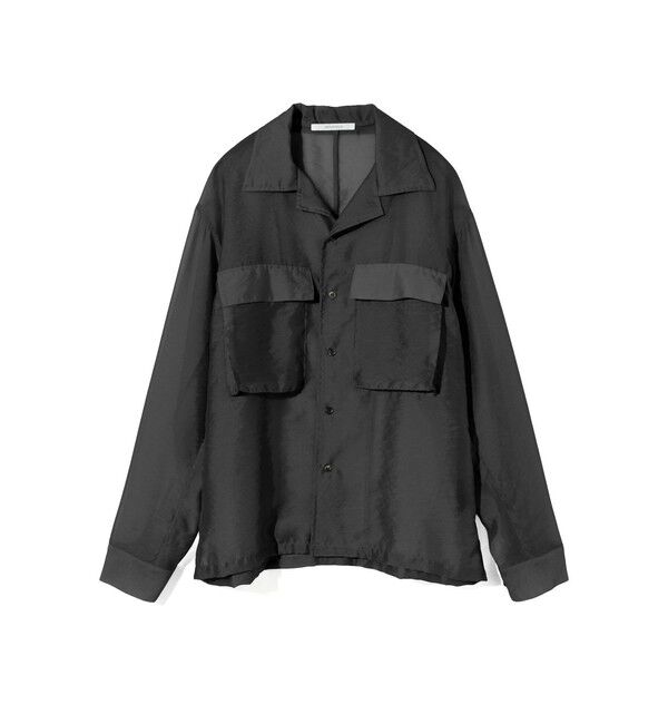 MIDIUMISOLID「MIDIUMISOLID Men&rsquo;s シアーオープンカラーシャツ」|シャツ・ブラウス|ブラック