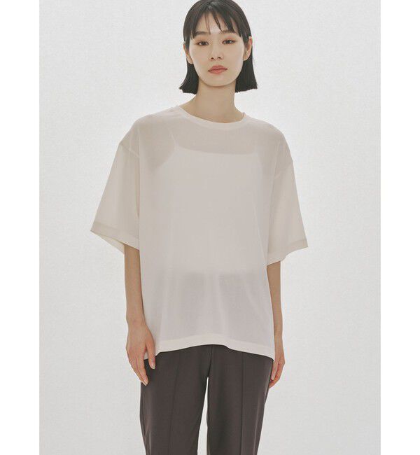MIDIUMISOLID「MIDIUMISOLID Men&rsquo;s ハーフスリーブシアーベーシックプルオーバー」|Tシャツ・カットソー|アイボリー