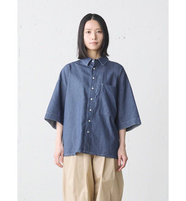 MidiUmi「MidiUmi ビッグポケットデニムシャツ」|シャツ・ブラウス|ブルー