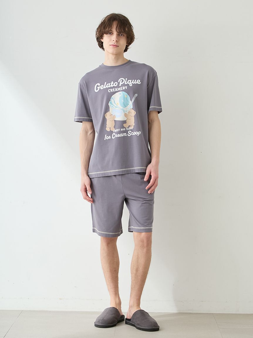 GELATO PIQUE HOMME「【HOMME】【接触冷感】アイスクリームベアワンポイントTシャツ」|ルームウェア|