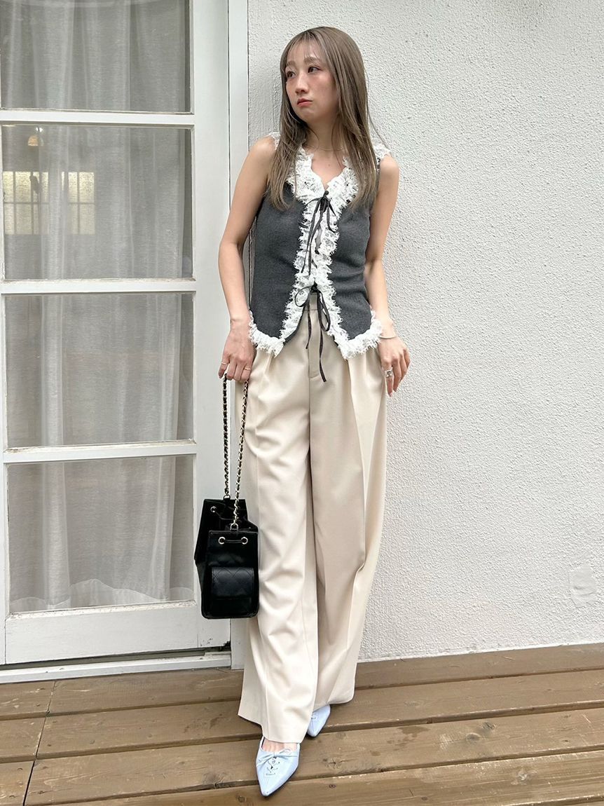LILY BROWN「レースフリルコンビカットトップス」|Tシャツ・カットソー|