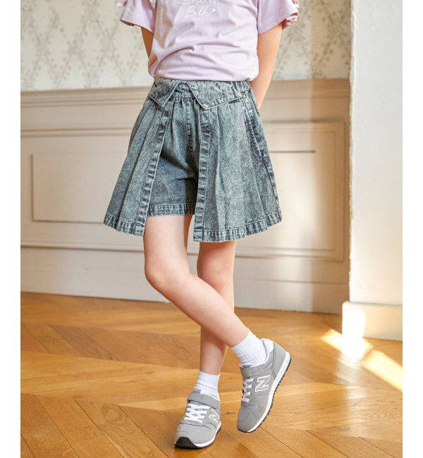 ikka kids「ＷＡＳＨデニムＷラップキュロット」|スカート|グレー